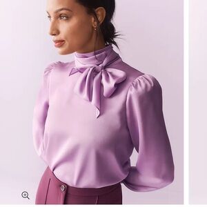 Ann Taylor Mock Neck Tie Blouse